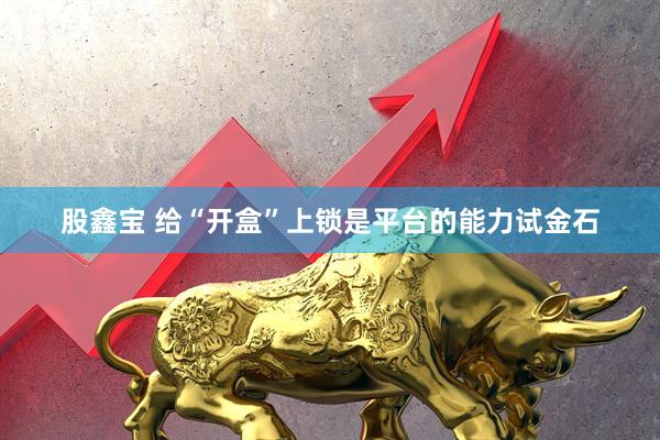 股鑫宝 给“开盒”上锁是平台的能力试金石